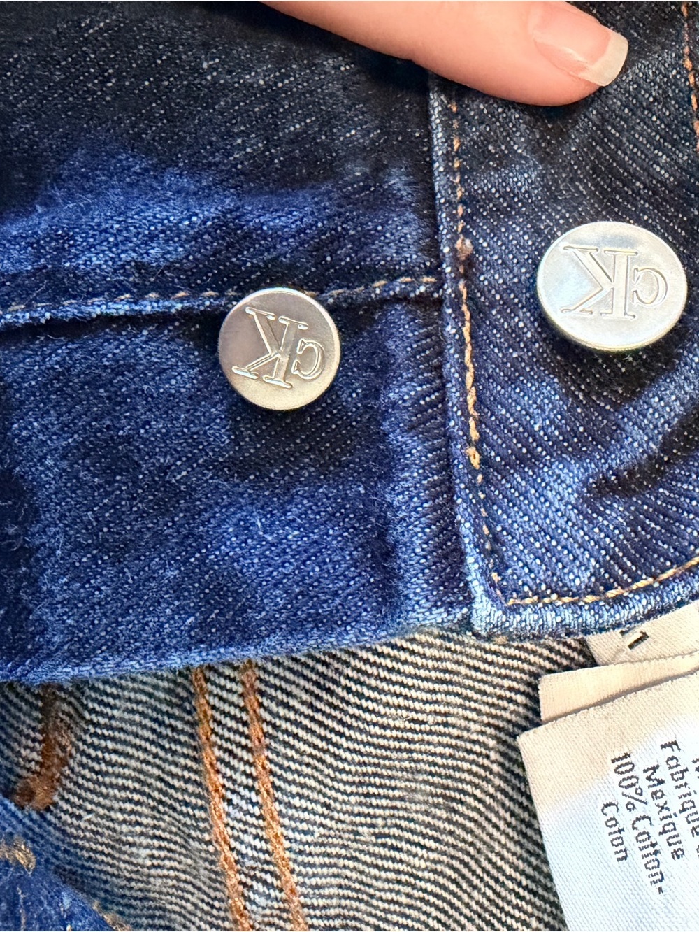 Calvin Klein Jeans Dark Blue Denim Jeans with Copper Stitching - Picture 5 of 6